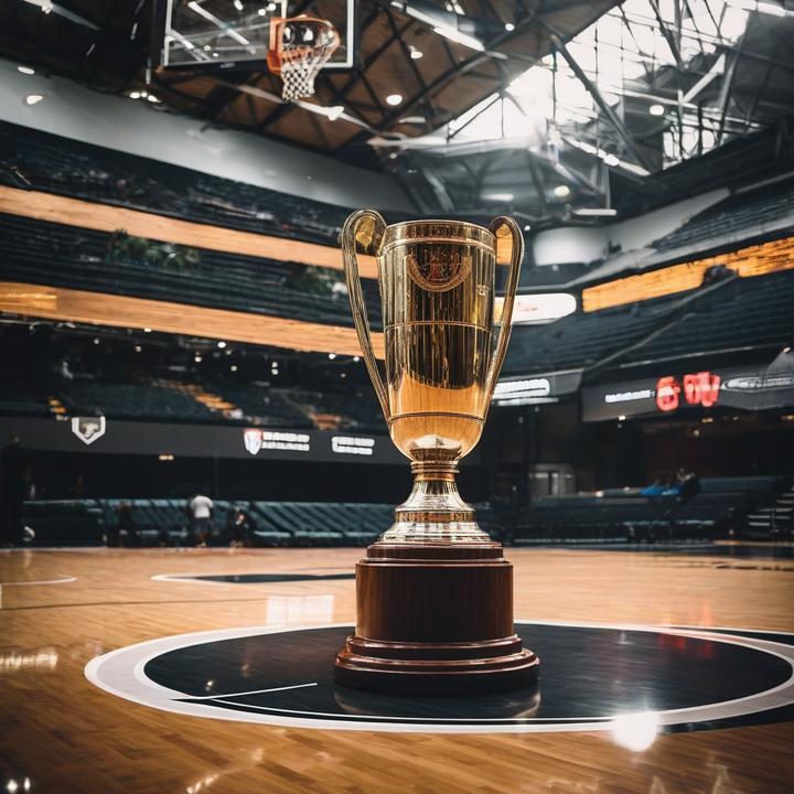 Amazon logo on NBA basketball court with schedule display