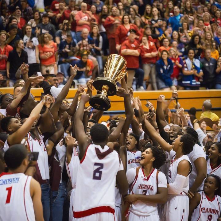 Basketball players in action on the court during a championship game.