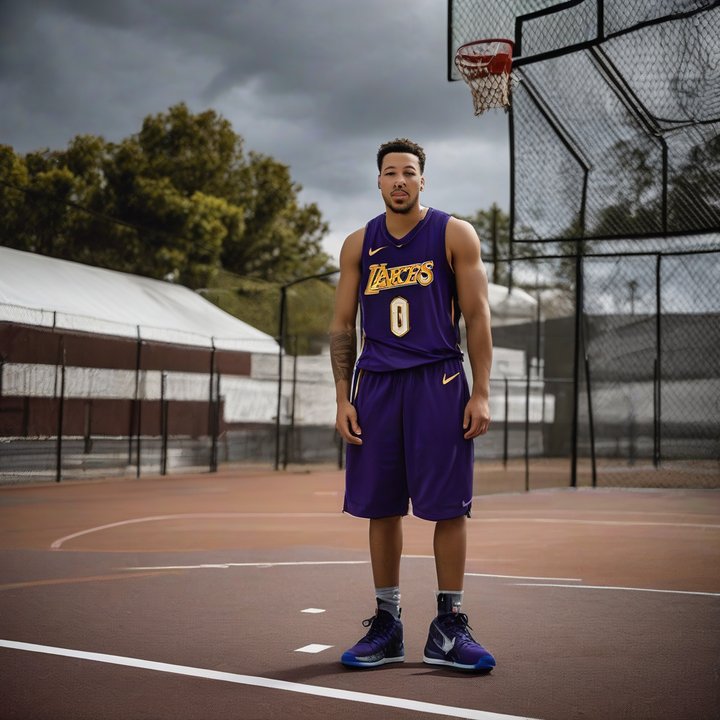 Jalen Brunson and Natalia Bryant pose together in Nike Kobe sneaker ad.