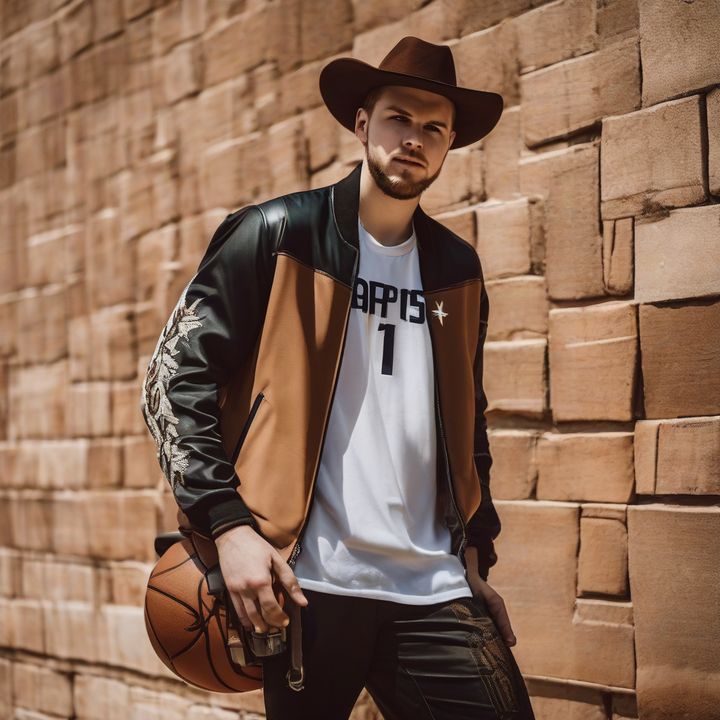 Luka Doncic posing with Overwatch 2 characters and logo.