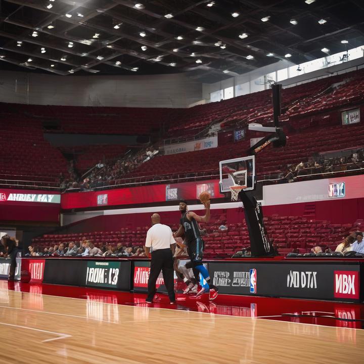 NBA players in action on the basketball court during a game.
