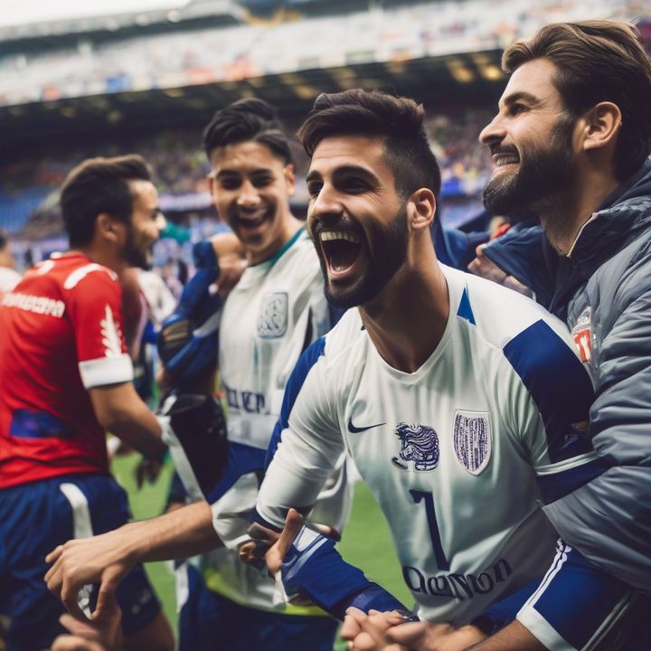 Nance hosts digital soccer show with enthusiastic fans in background.