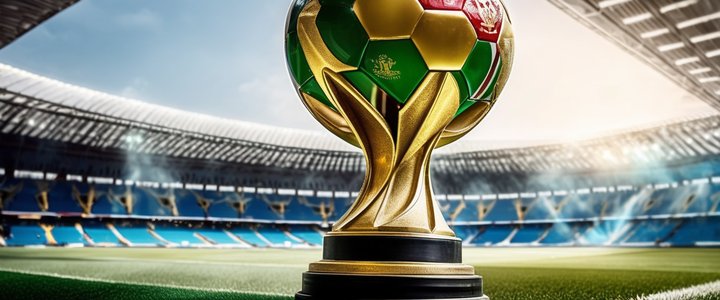 Soccer players in action on the field during a World Cup qualifying match.